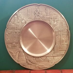 Vintage Royal Selangor Pewter Malaysia Hanging Charger Plate 8" Diameter